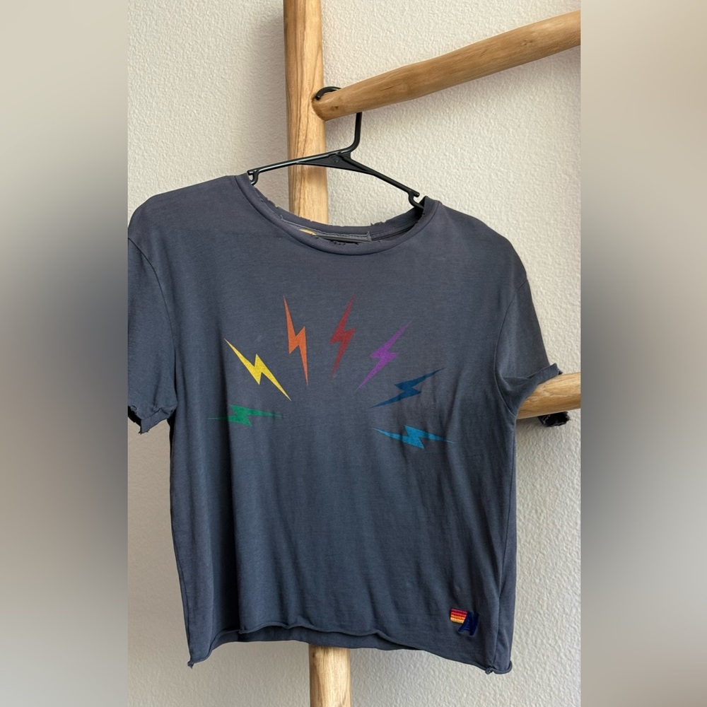 Aviator Nation Gray Lightning Bolt Tee